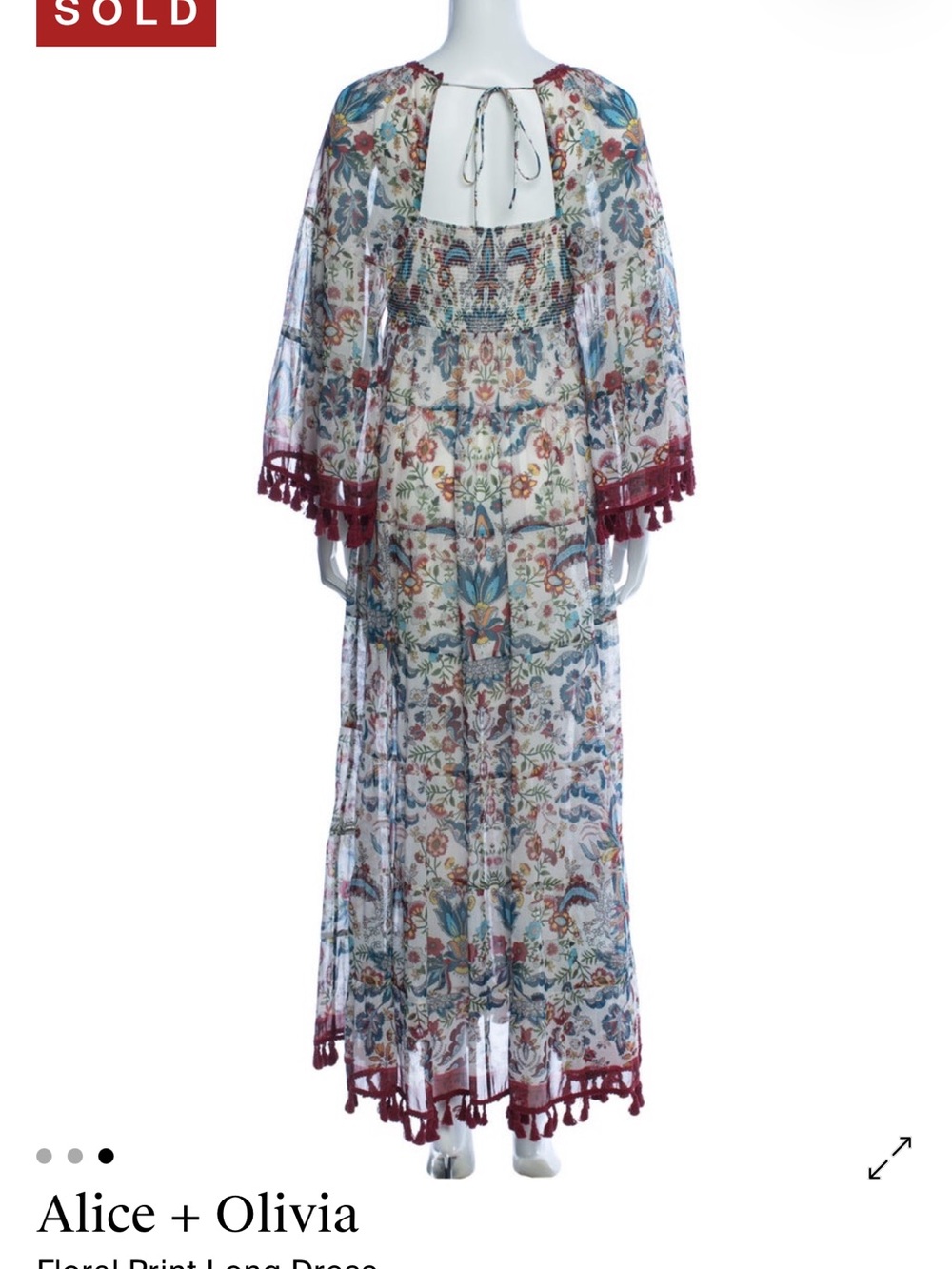 Alice + Olivia Floral Sheer Maxi Kimono with Wine Trim - Picture 2 of 3